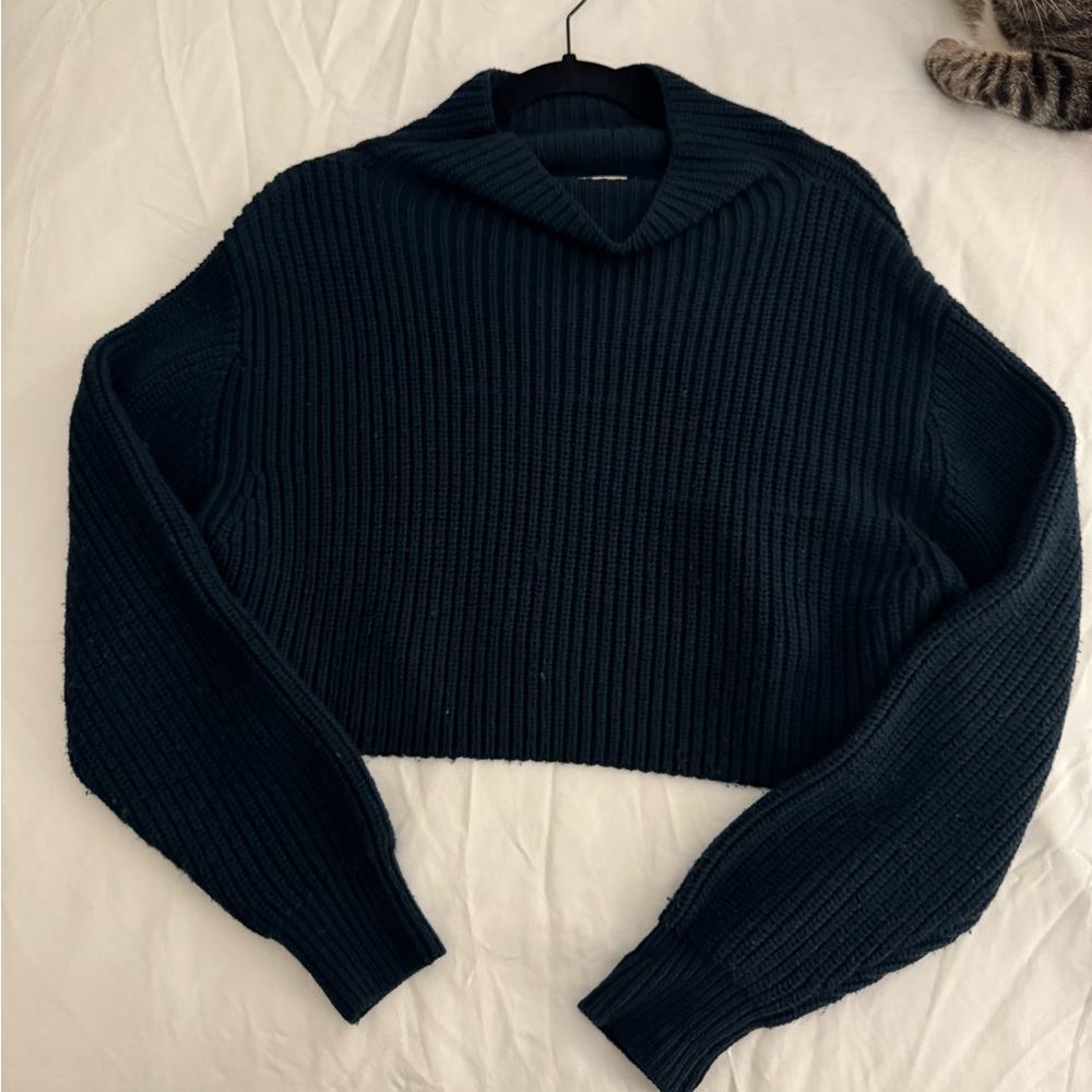 Cozy green Ribbed high neck  Sweater